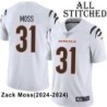 White Embroidered Zack Moss Cincinnati Bengals #31 Stitched Jersey