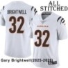 White Embroidered Gary Brightwell Cincinnati Bengals #32 Stitched Jersey