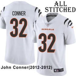White Embroidered John Conner Cincinnati Bengals #32 Stitched Jersey