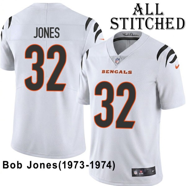 White Embroidered Bob Jones Cincinnati Bengals #32 Stitched Jersey