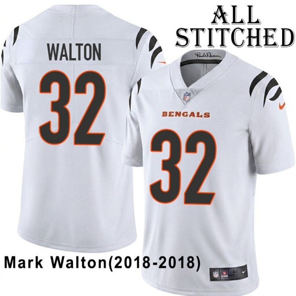 White Embroidered Mark Walton Cincinnati Bengals #32 Stitched Jersey
