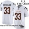 White Embroidered Steve Broussard Cincinnati Bengals #33 Stitched Jersey