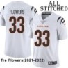 White Embroidered Tre Flowers Cincinnati Bengals #33 Stitched Jersey