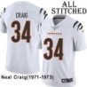 White Embroidered Neal Craig Cincinnati Bengals #34 Stitched Jersey