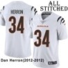 White Embroidered Dan Herron Cincinnati Bengals #34 Stitched Jersey