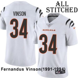 White Embroidered Fernandus Vinson Cincinnati Bengals #34 Stitched Jersey