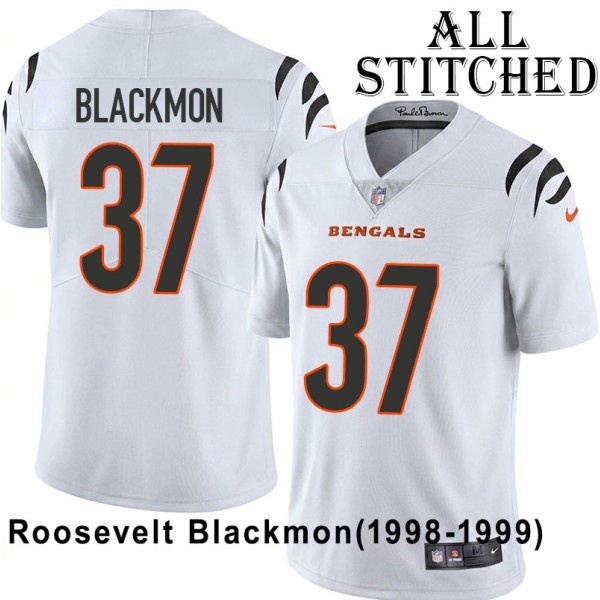 White Embroidered Roosevelt Blackmon Cincinnati Bengals #37 Stitched Jersey