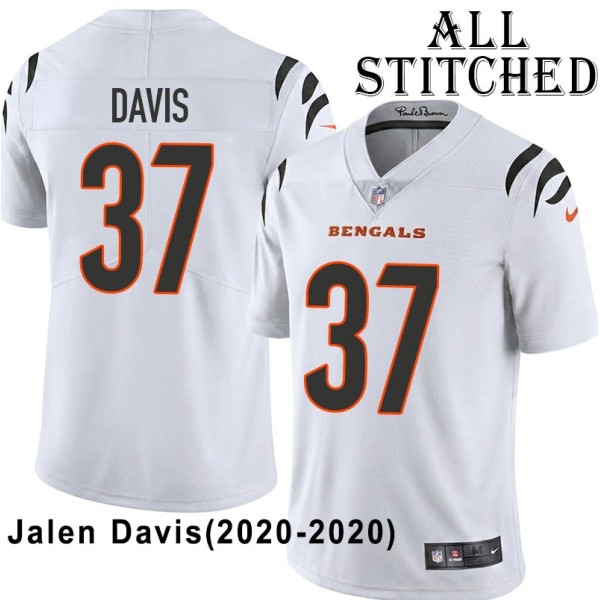 White Embroidered Jalen Davis Cincinnati Bengals #37 Stitched Jersey