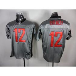 [Rbk,Gray-Shadow]Tom Brady Football Jersey -New England #12 Gray Jersey