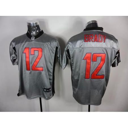 [Rbk,Gray-Shadow]Tom Brady Football Jersey -New England #12 Gray Jersey