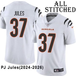 White Embroidered PJ Jules Cincinnati Bengals #37 Stitched Jersey