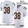 White Embroidered DJ Ivey Cincinnati Bengals #38 Stitched Jersey