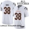 White Embroidered LeShaun Sims Cincinnati Bengals #38 Stitched Jersey