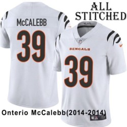 White Embroidered Onterio McCalebb Cincinnati Bengals #39 Stitched Jersey