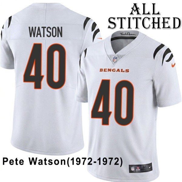 White Embroidered Pete Watson Cincinnati Bengals #40 Stitched Jersey