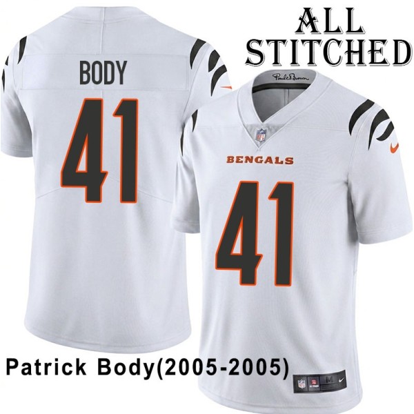 White Embroidered Patrick Body Cincinnati Bengals #41 Stitched Jersey