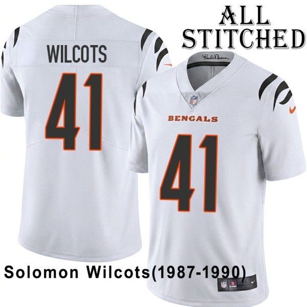 White Embroidered Solomon Wilcots Cincinnati Bengals #41 Stitched Jersey