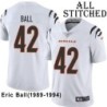 White Embroidered Eric Ball Cincinnati Bengals #42 Stitched Jersey