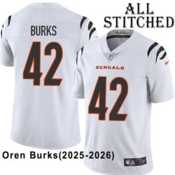 White Embroidered Oren Burks Cincinnati Bengals #42 Stitched Jersey