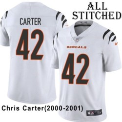 White Embroidered Chris Carter Cincinnati Bengals #42 Stitched Jersey
