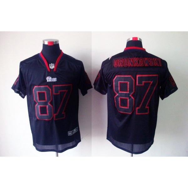 [NEW,Lights-Out]Rob Gronkowski Football Jersey -New England #87 Black Jersey