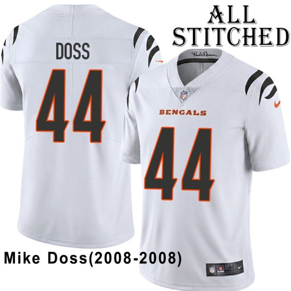 White Embroidered Mike Doss Cincinnati Bengals #44 Stitched Jersey