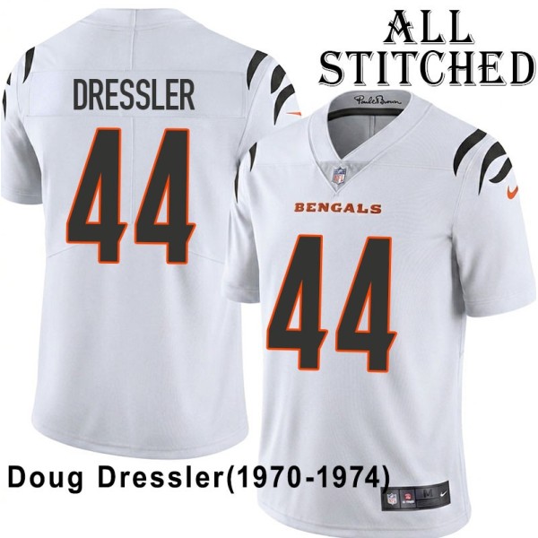 White Embroidered Doug Dressler Cincinnati Bengals #44 Stitched Jersey