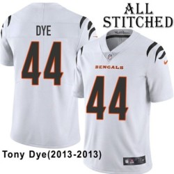 White Embroidered Tony Dye Cincinnati Bengals #44 Stitched Jersey