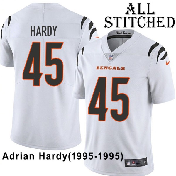 White Embroidered Adrian Hardy Cincinnati Bengals #45 Stitched Jersey