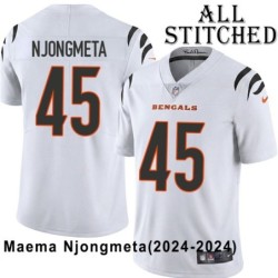 White Embroidered Maema Njongmeta Cincinnati Bengals #45 Stitched Jersey