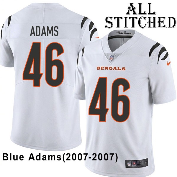 White Embroidered Blue Adams Cincinnati Bengals #46 Stitched Jersey