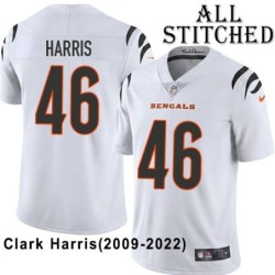 White Embroidered Clark Harris Cincinnati Bengals #46 Stitched Jersey