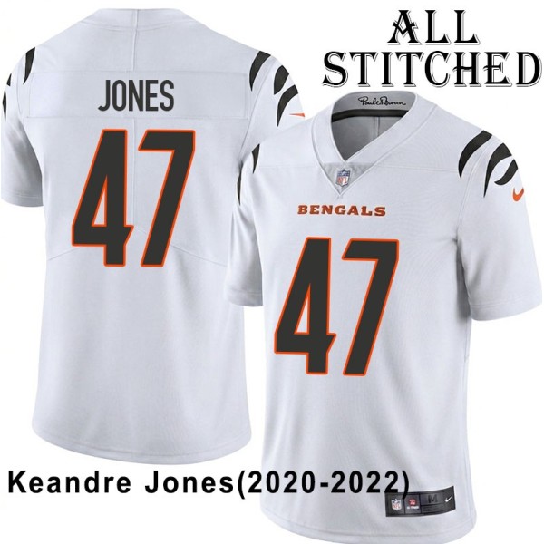 White Embroidered Keandre Jones Cincinnati Bengals #47 Stitched Jersey
