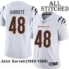 White Embroidered John Garrett Cincinnati Bengals #48 Stitched Jersey