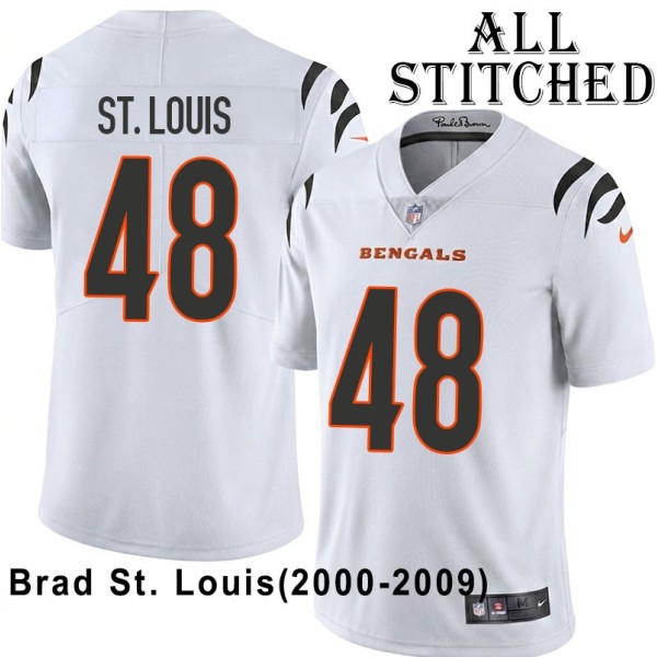 White Embroidered Brad St. Louis Cincinnati Bengals #48 Stitched Jersey