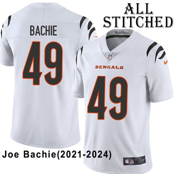 White Embroidered Joe Bachie Cincinnati Bengals #49 Stitched Jersey