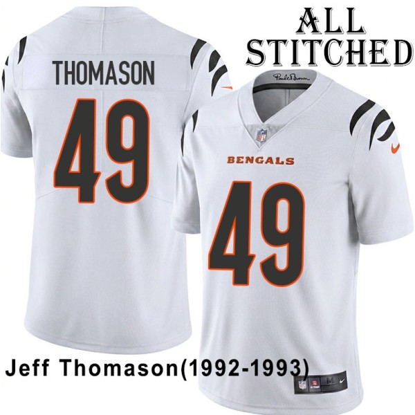 White Embroidered Jeff Thomason Cincinnati Bengals #49 Stitched Jersey