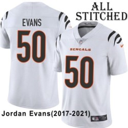 White Embroidered Jordan Evans Cincinnati Bengals #50 Stitched Jersey