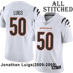 White Embroidered Jonathan Luigs Cincinnati Bengals #50 Stitched Jersey