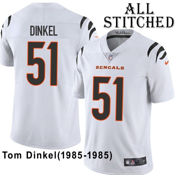 White Embroidered Tom Dinkel Cincinnati Bengals #51 Stitched Jersey