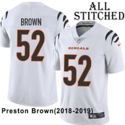 White Embroidered Preston Brown Cincinnati Bengals #52 Stitched Jersey