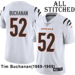 White Embroidered Tim Buchanan Cincinnati Bengals #52 Stitched Jersey