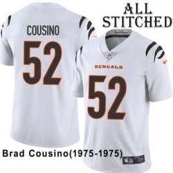 White Embroidered Brad Cousino Cincinnati Bengals #52 Stitched Jersey