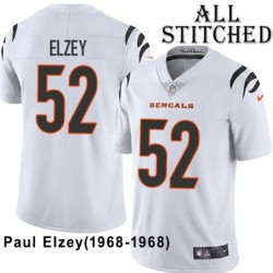 White Embroidered Paul Elzey Cincinnati Bengals #52 Stitched Jersey