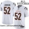 White Embroidered Cedric Johnson Cincinnati Bengals #52 Stitched Jersey