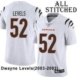 White Embroidered Dwayne Levels Cincinnati Bengals #52 Stitched Jersey