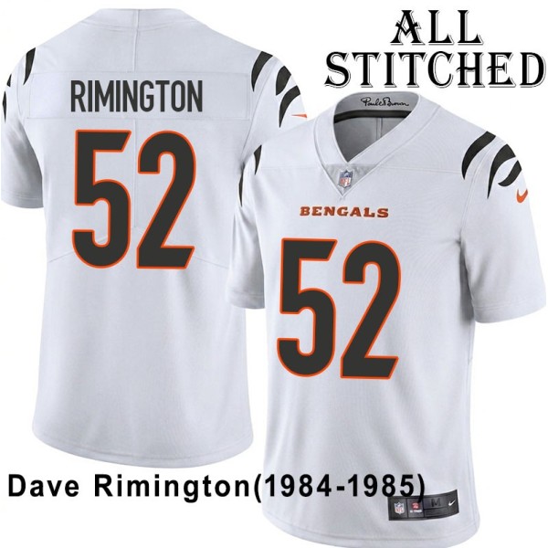 White Embroidered Dave Rimington Cincinnati Bengals #52 Stitched Jersey