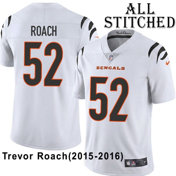 White Embroidered Trevor Roach Cincinnati Bengals #52 Stitched Jersey