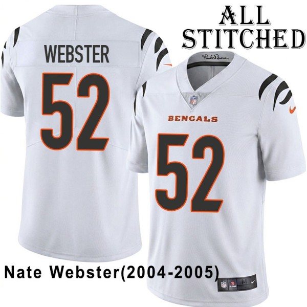 White Embroidered Nate Webster Cincinnati Bengals #52 Stitched Jersey
