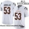 White Embroidered Khalid Abdullah Cincinnati Bengals #53 Stitched Jersey